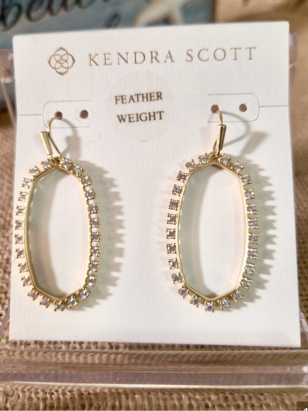 Kendra Scott Gold Oval Crystal Drop Earrings